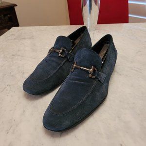 Men's Classic Salvatore Ferragamo Blue Suede Shoes. Size 10.5
